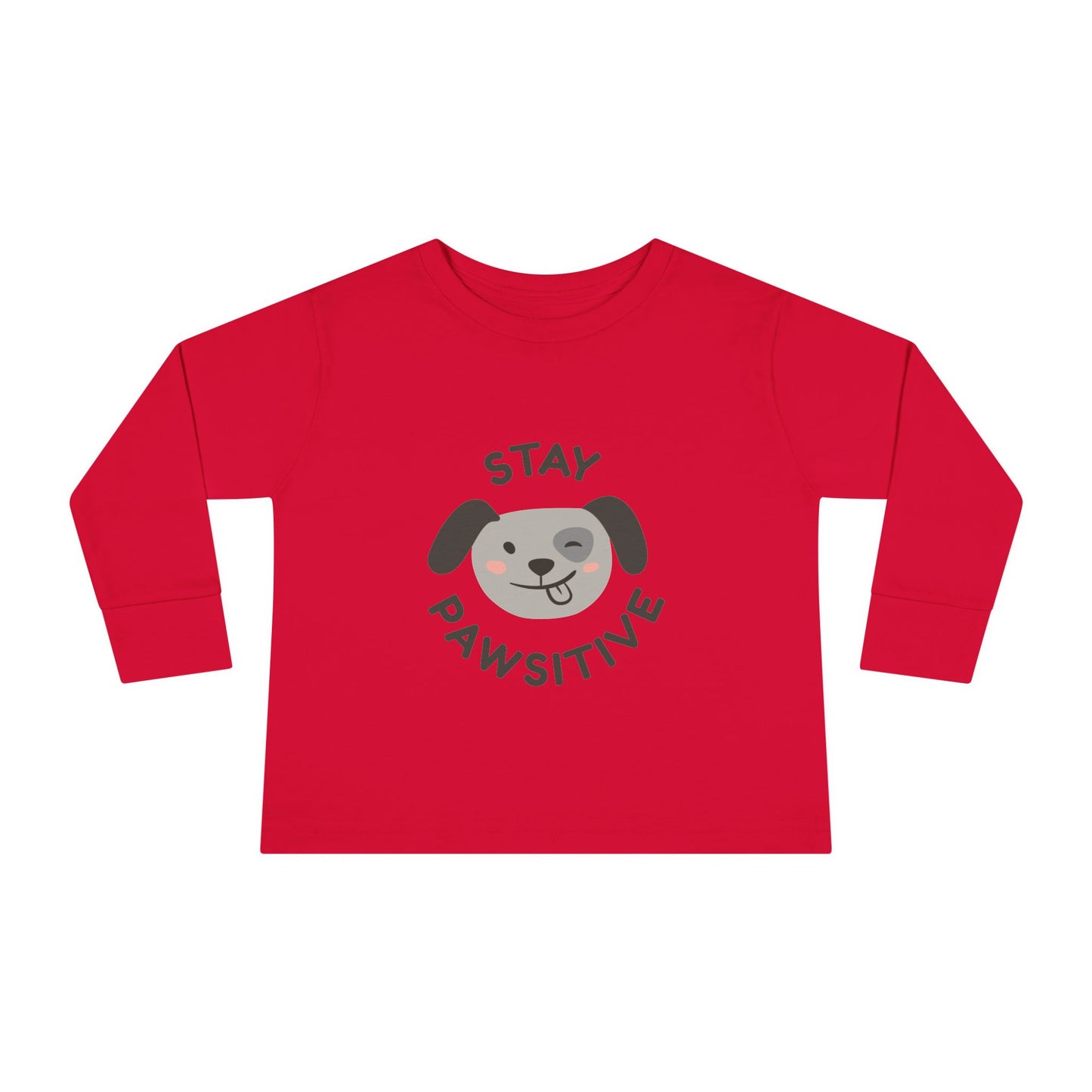 Toddler Long Sleeve Tee - Stay Pawsitive Dog Graphic Tee for Kids