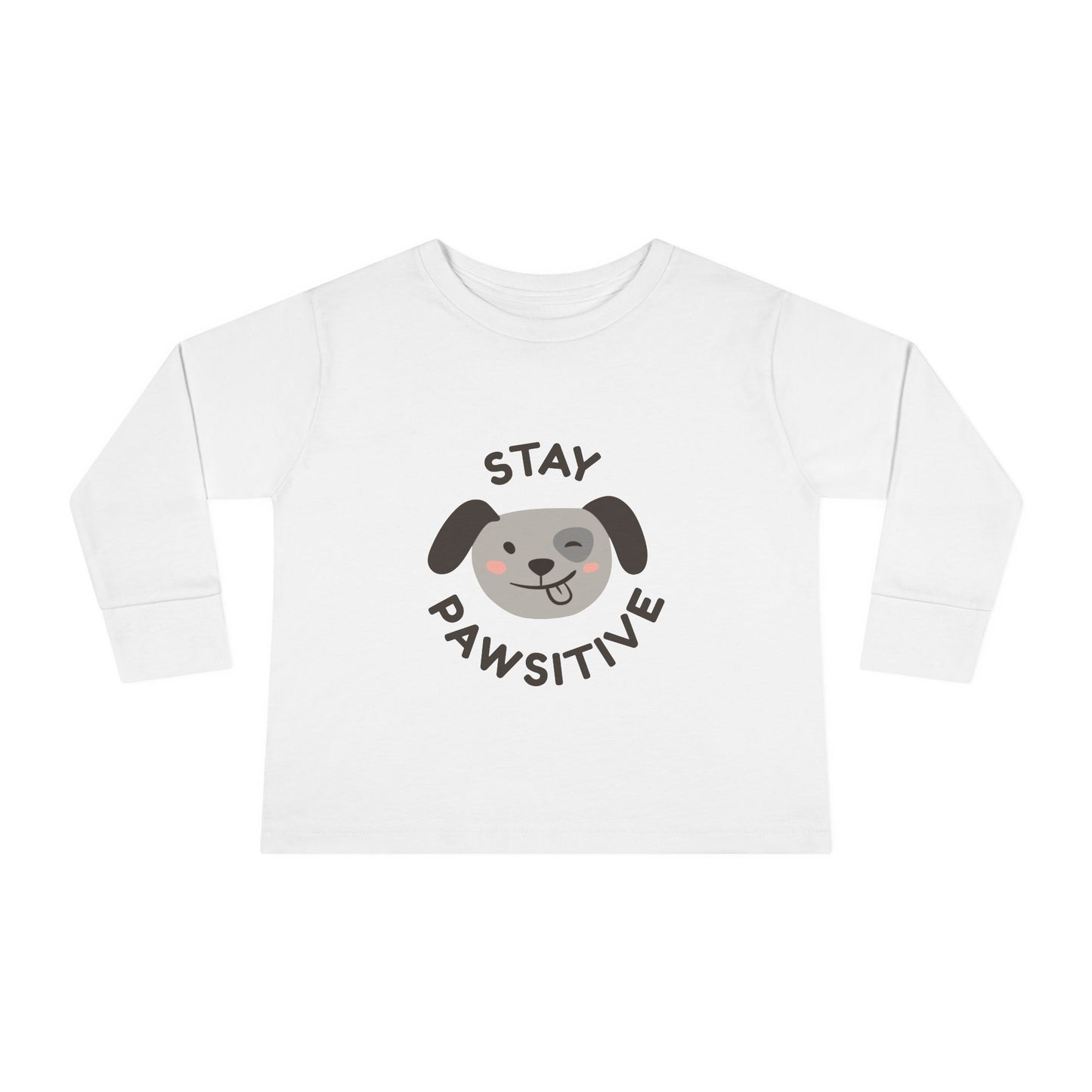 Toddler Long Sleeve Tee - Stay Pawsitive Dog Graphic Tee for Kids