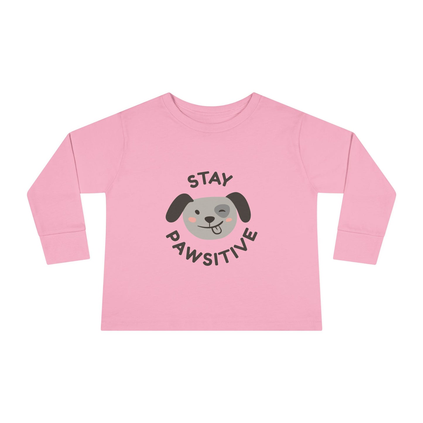 Toddler Long Sleeve Tee - Stay Pawsitive Dog Graphic Tee for Kids