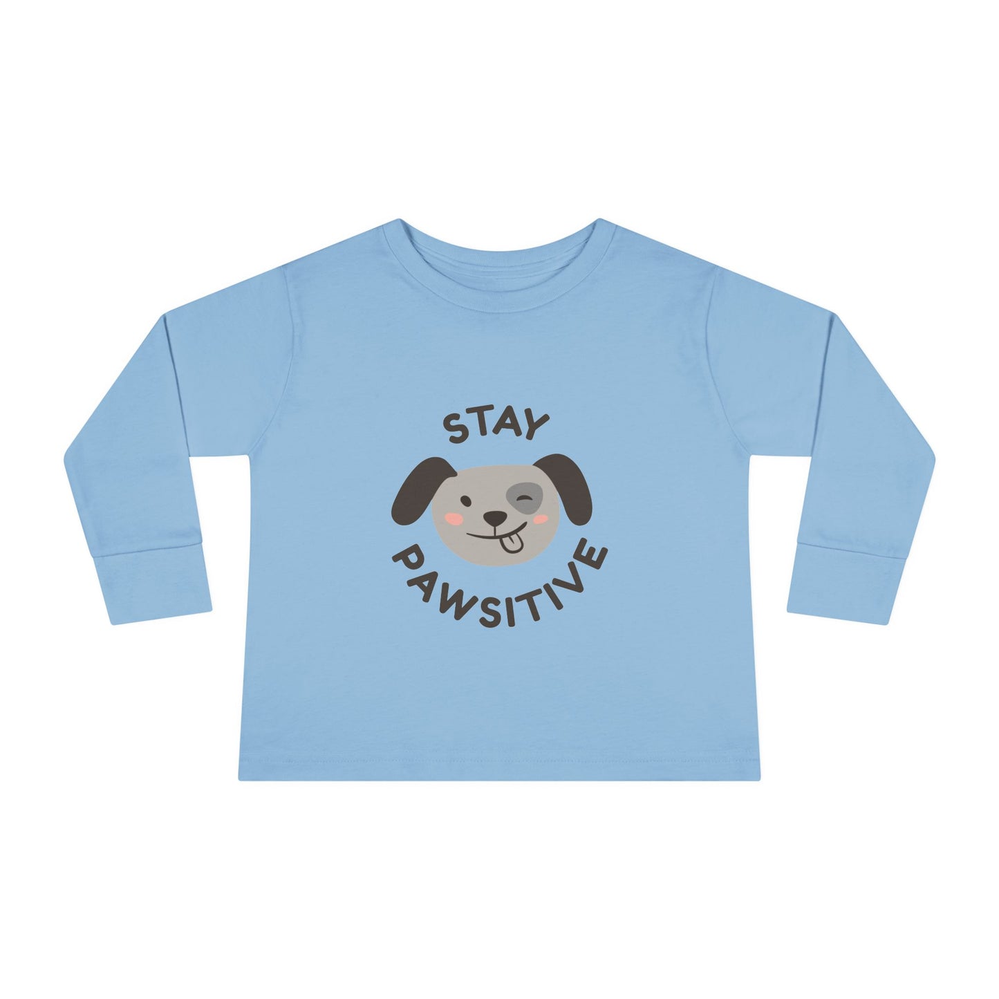 Toddler Long Sleeve Tee - Stay Pawsitive Dog Graphic Tee for Kids