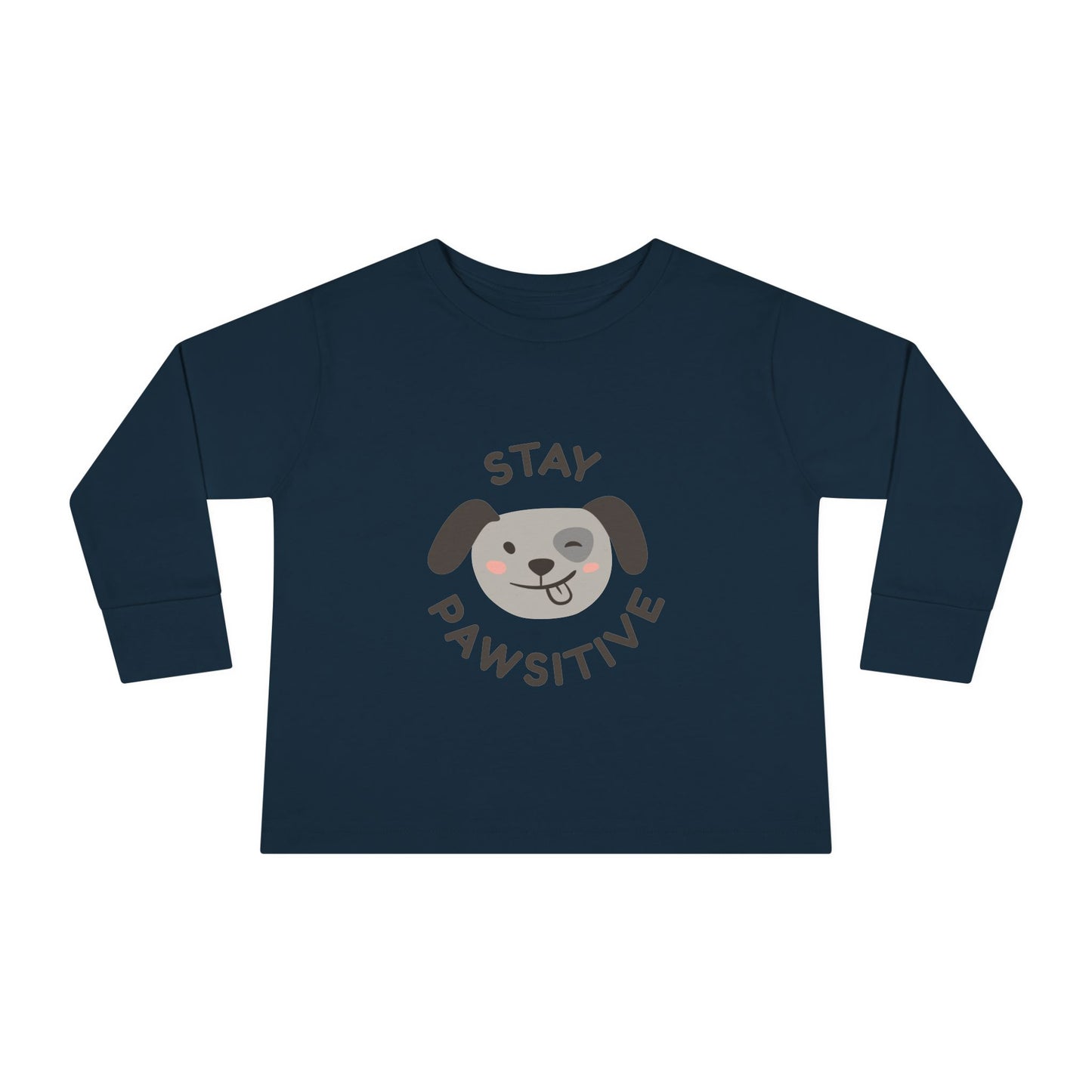 Toddler Long Sleeve Tee - Stay Pawsitive Dog Graphic Tee for Kids