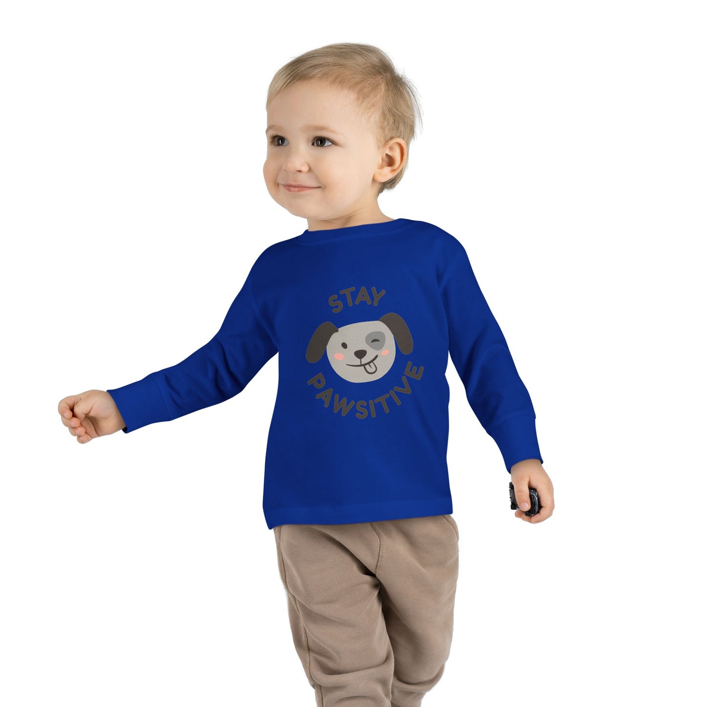 Toddler Long Sleeve Tee - Stay Pawsitive Dog Graphic Tee for Kids