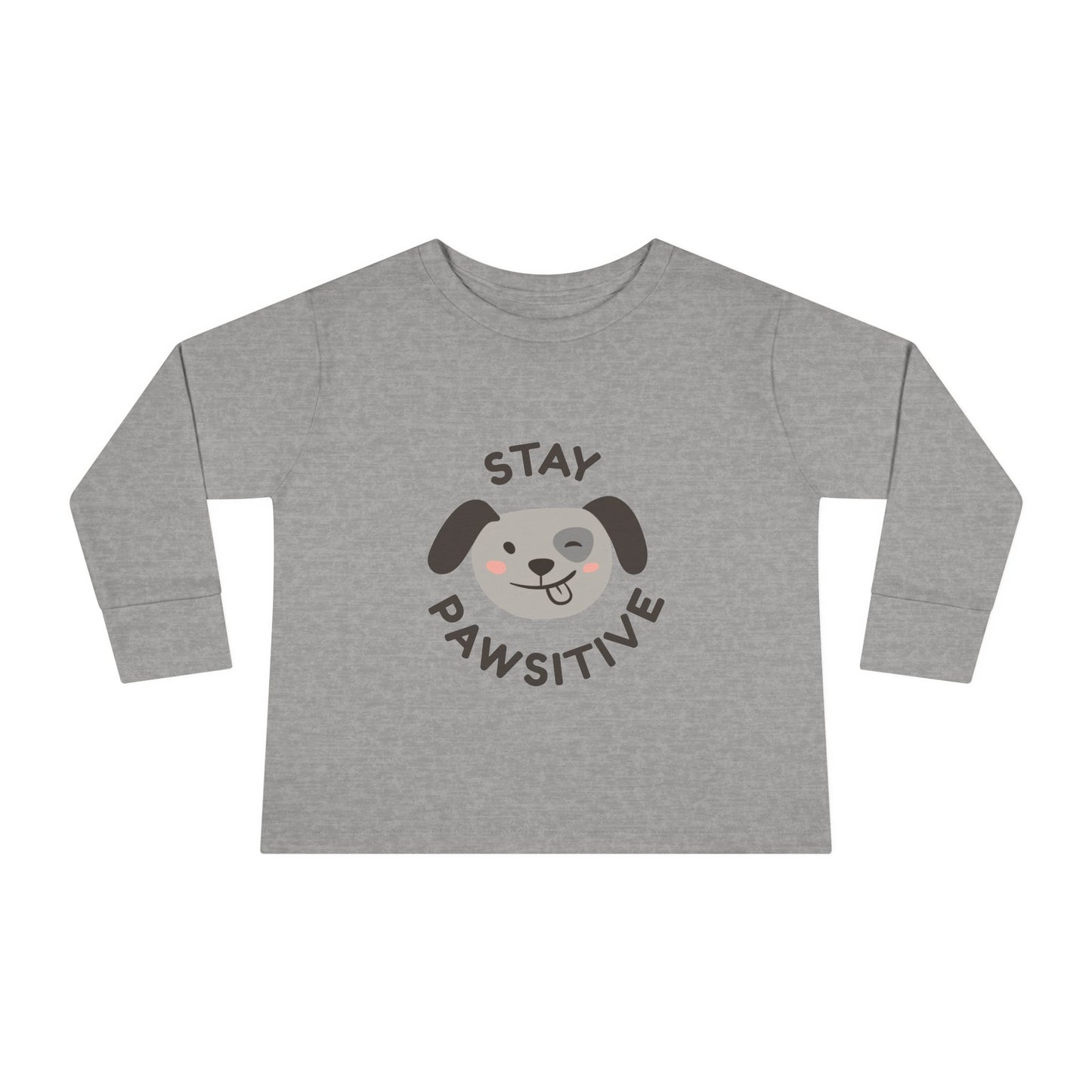 Toddler Long Sleeve Tee - Stay Pawsitive Dog Graphic Tee for Kids